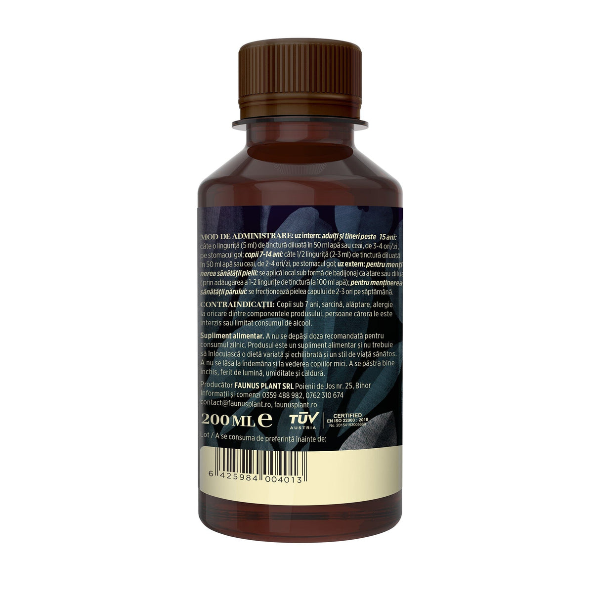 Bitter 30 plante - Flacon 200ml. Extract hidroalcoolic concentrat din plante medicinale cu efect tonic digestiv, tonifiant general si vitaminizant Tinctura Compusa Faunus Plant