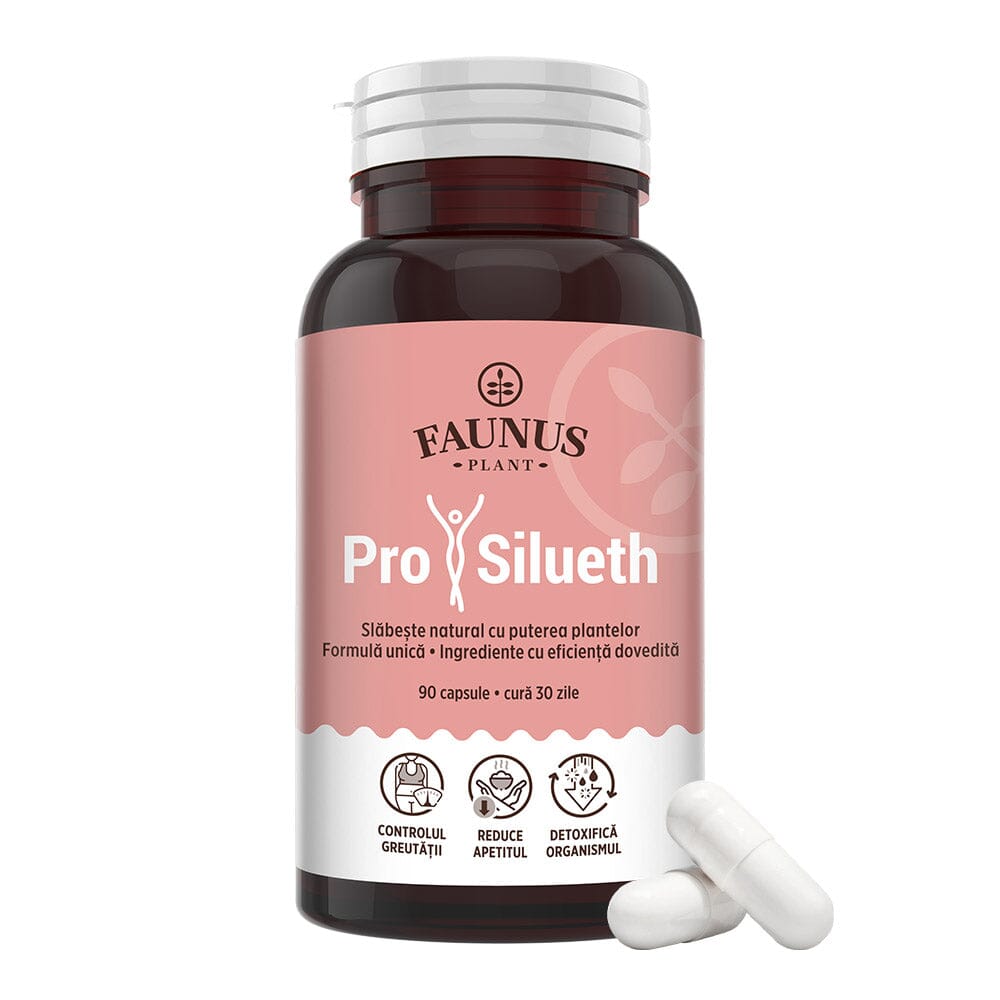 ProSilueth Capsule - Formulă unică pentru cura de slăbire, plante medicinale cu acțiune dovedită pentru accelerarea metabolismului, arderea grăsimilor, reducerea apetitului și detoxifierea organismului - 90 capsule Supliment alimentar Faunus Plant