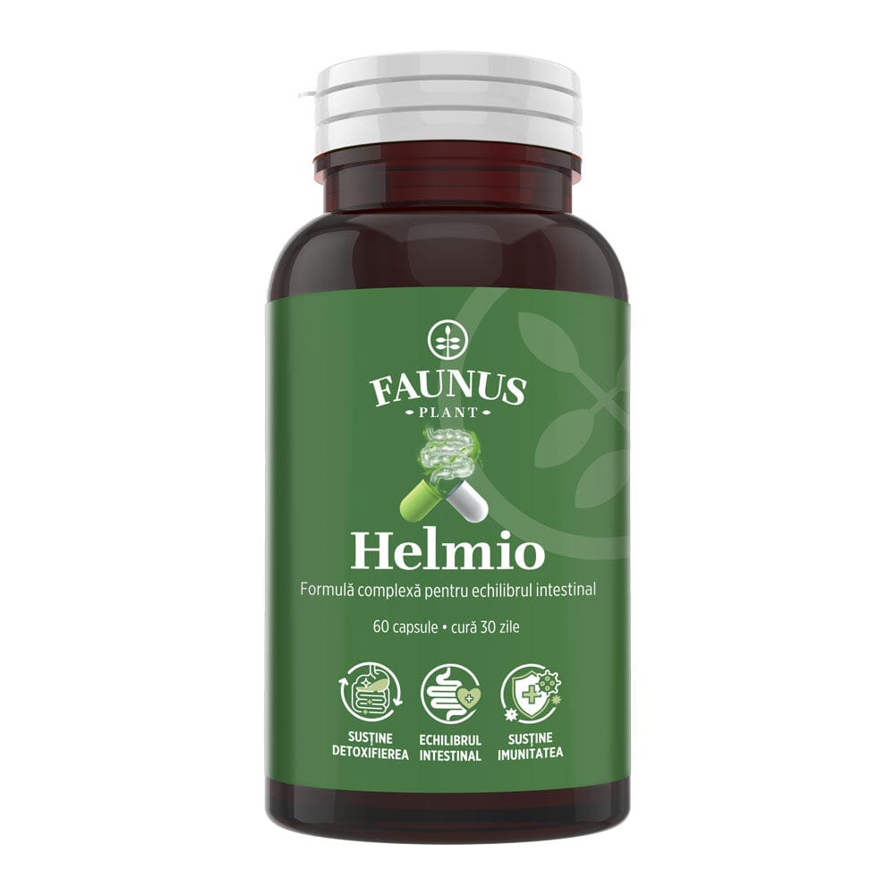 Helmio – Formulă naturală cu plante pentru detoxifiere și echilibru intestinal. Flacon 60 capsule Supliment alimentar Faunus Plant