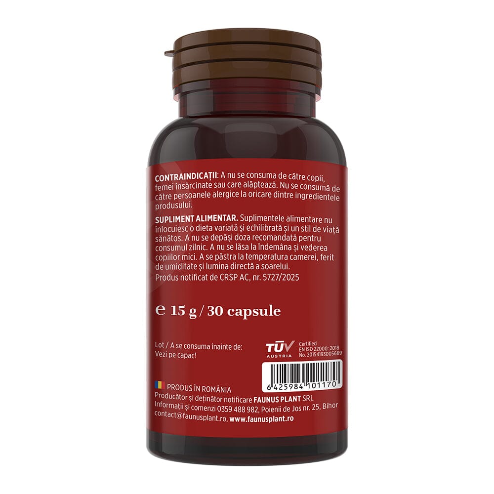 Vitamina B12 1000 mcg – Capsule pentru metabolismul energetic normal, funcționarea sistemului nervos, reducerea oboselii. Flacon 30 capsule Supliment alimentar Faunus Plant