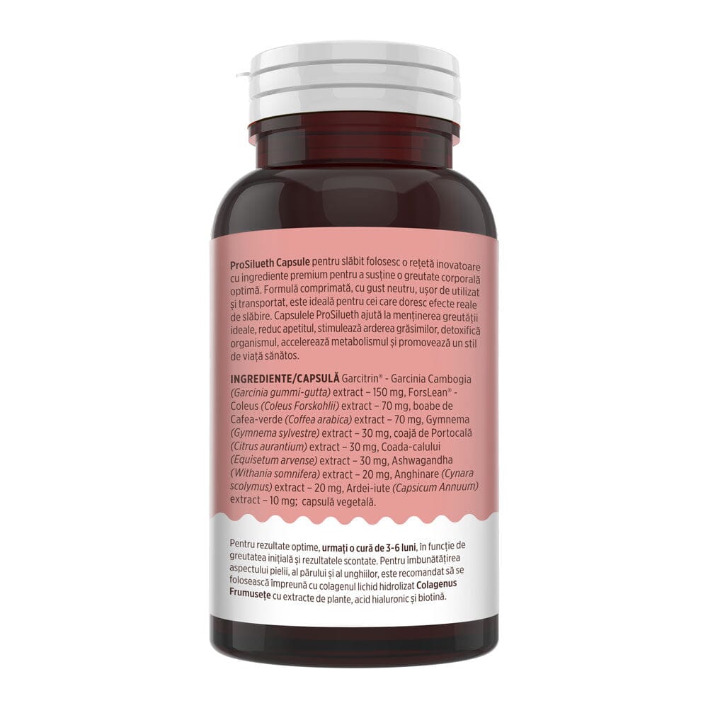 ProSilueth Capsule - Formulă unică pentru cura de slăbire, plante medicinale cu acțiune dovedită pentru accelerarea metabolismului, arderea grăsimilor, reducerea apetitului și detoxifierea organismului - 90 capsule Supliment alimentar Faunus Plant