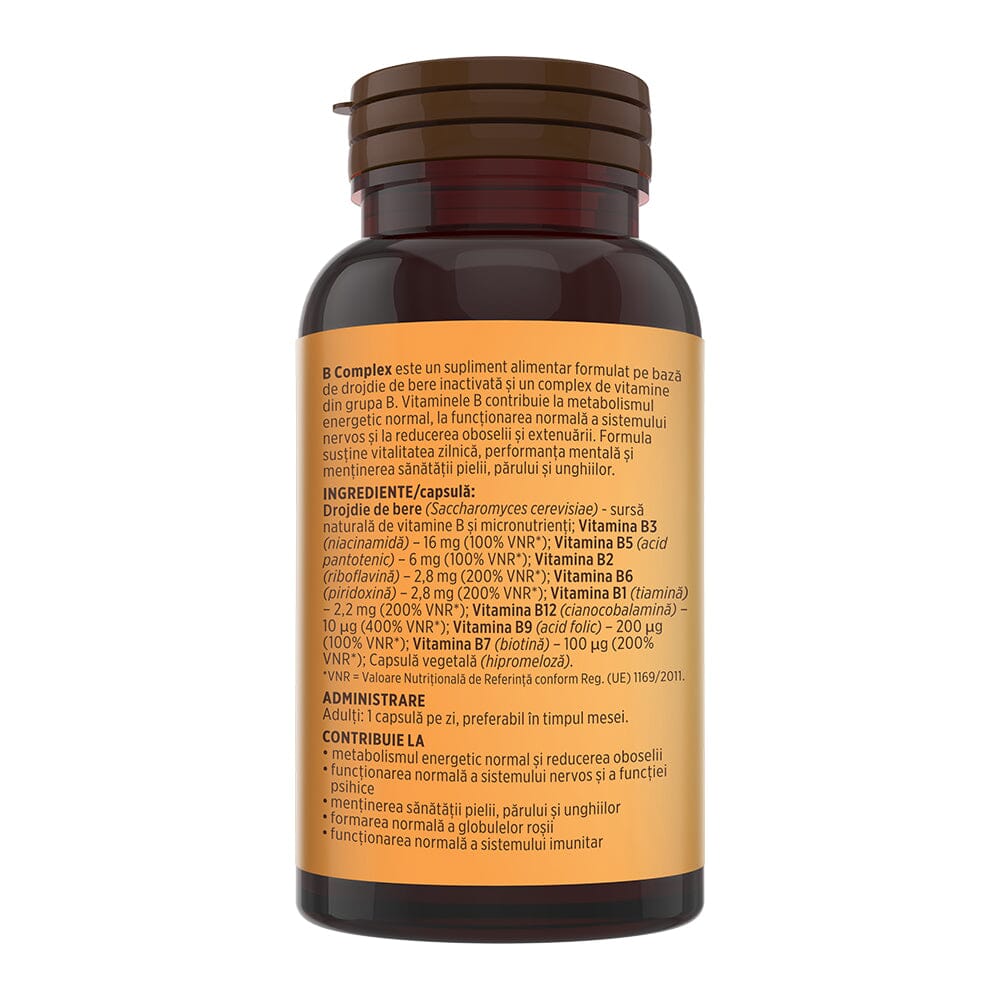 Vitamina B Complex – Capsule pentru metabolism energetic, sistem nervos și imunitate. Flacon 30 capsule Supliment alimentar Faunus Plant