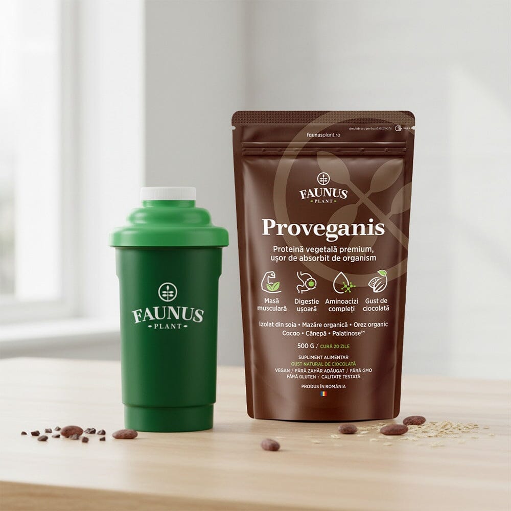 Shaker 600 ml Faunus Plant – pentru a amesteca eficient suplimentele de tip pudră Accesorii Faunus Plant