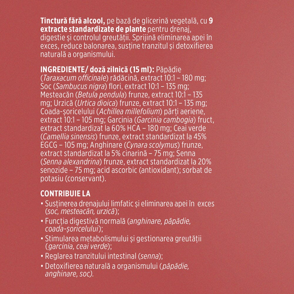 Siluetus - Tinctură fără alcool. Flacon 200ml. Formulǎ unică naturalǎ din 9 plante medicinale pentru reducerea greutății, arderea grăsimilor și detoxifiere Tinctura Compusa Faunus Plant