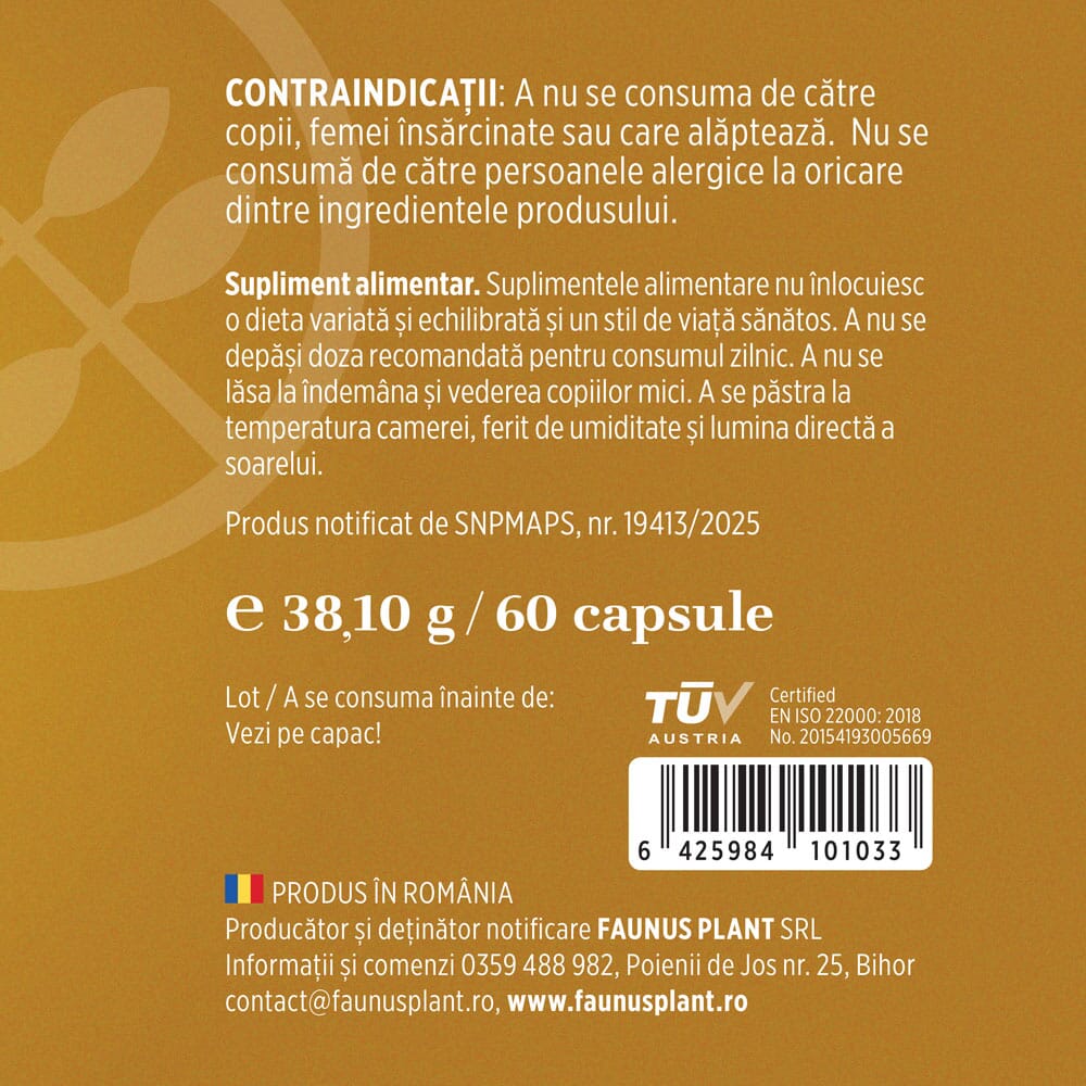 Berberină. Formulă naturală pentru echilibru metabolic, menținerea colesterolului și trigliceridelor în valori optime. Flacon 60 capsule Supliment alimentar Faunus Plant