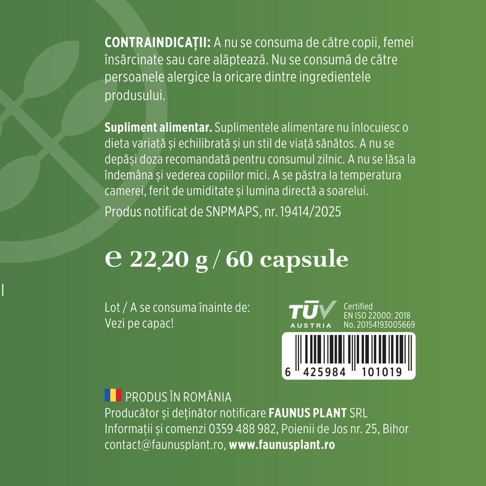 Helmio – Formulă naturală cu plante pentru detoxifiere și echilibru intestinal. Flacon 60 capsule Supliment alimentar Faunus Plant