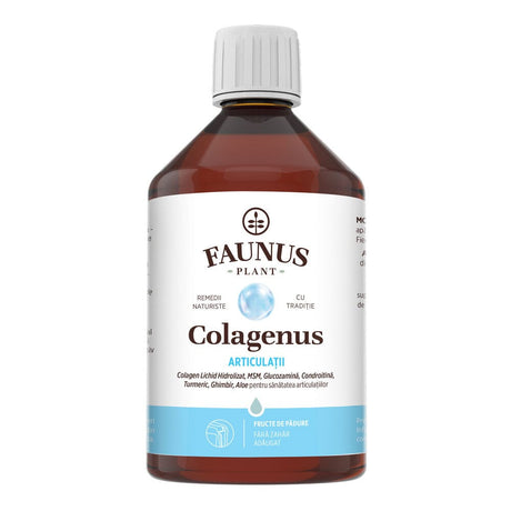 Colagenus Articulații - Colagen lichid. Flacon 500ml. Susține sănătatea articulațiilor, mușchilor și ligamentelor. Reduce durerile reumatice Supliment alimentar Faunus Plant