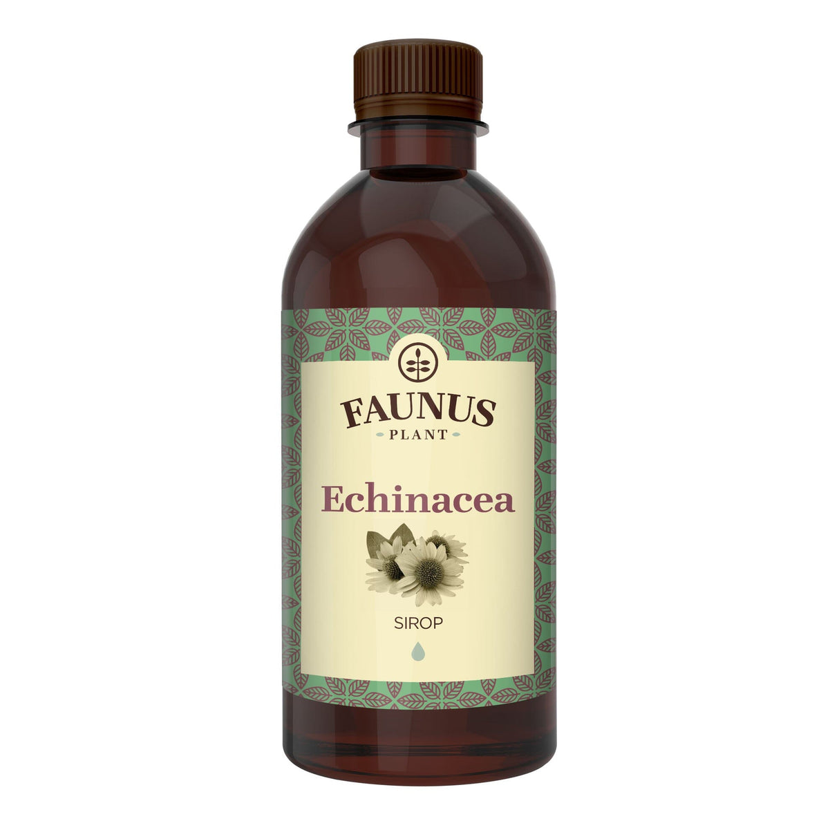 Flacon Sirop Echinacea 500 ml de la Faunus Plant din față pe fundal alb