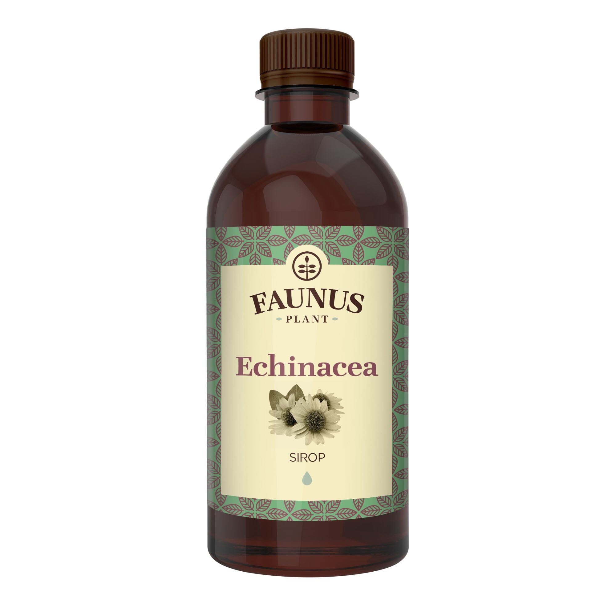 Flacon Sirop Echinacea 500 ml de la Faunus Plant din față pe fundal alb