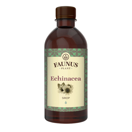 Flacon Sirop Echinacea 500 ml de la Faunus Plant din față pe fundal alb