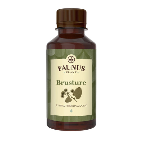 Flacon Tinctură Brusture 200 ml de la Faunus Plant pozat din față pe fundal alb