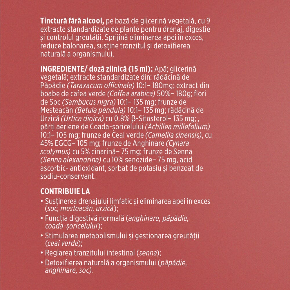 Siluetus - Tinctură fără alcool. Flacon 200ml. Formulǎ unică naturalǎ din 9 plante medicinale pentru reducerea greutății, arderea grăsimilor și detoxifiere Tinctura Compusa Faunus Plant