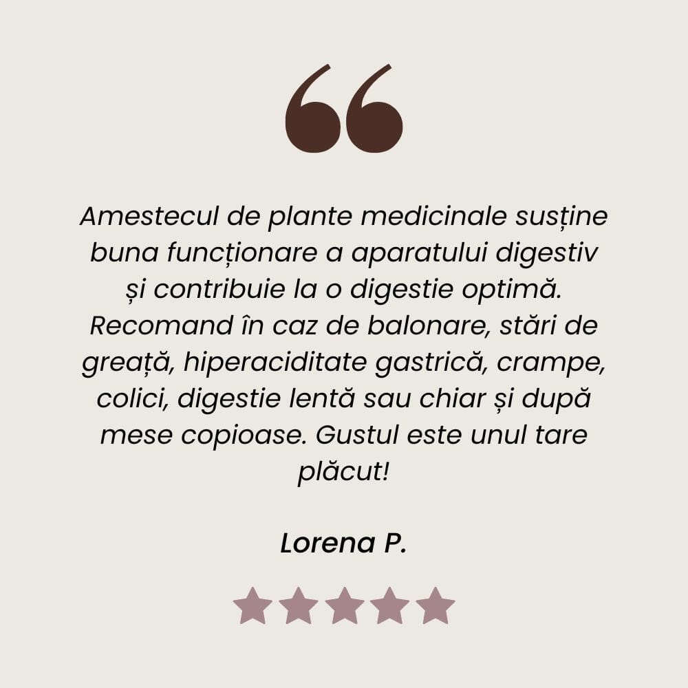 Testimonial al unui client mulțumit care a folosit Pachetul Stomac Sǎnǎtos - Afecțiuni Gastro-Intestinale de la Faunus Plant.