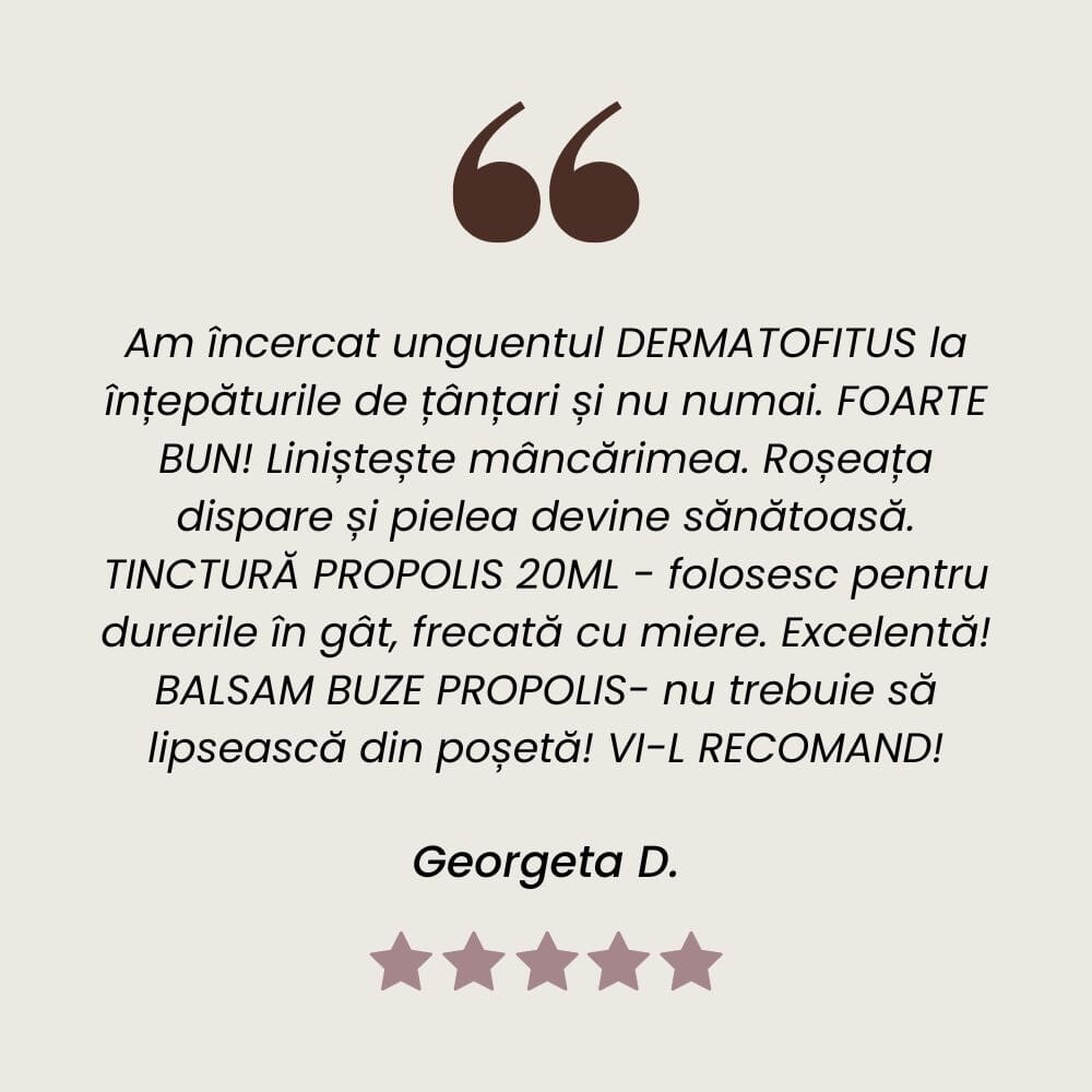 Testimonial al unui client mulțumit care a folosit Pachetul Arsuri, Răni și Mușcături de la Faunus Plant.