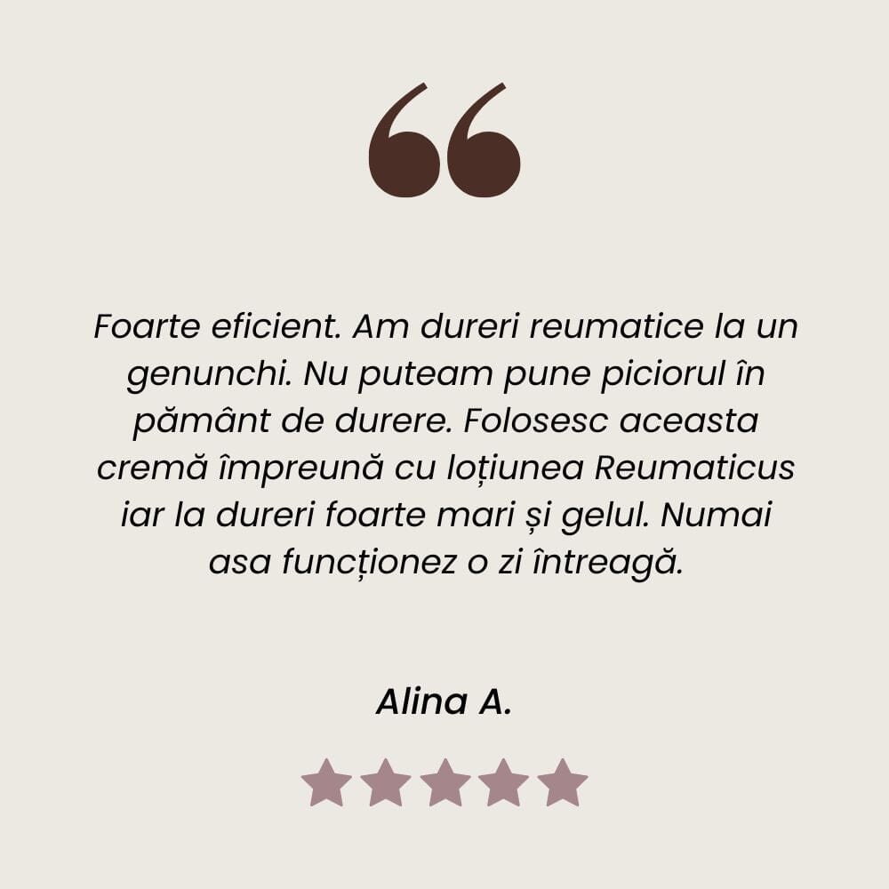 Testimonial al unui client mulțumit care a folosit Pachetul Reumaticus de la Faunus Plant