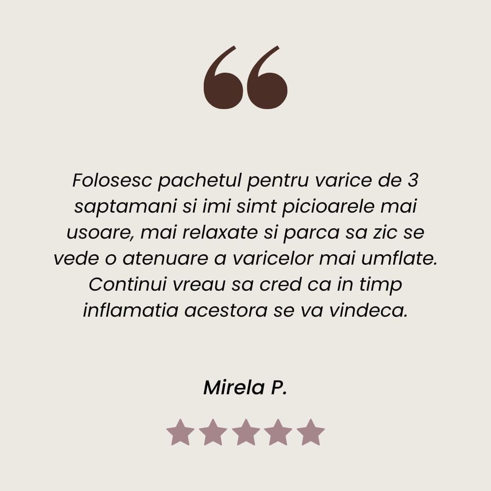 Testimonial al unui client mulțumit care a folosit Pachetul Picioare Sănătoase și Frumoase de la Faunus Plant.