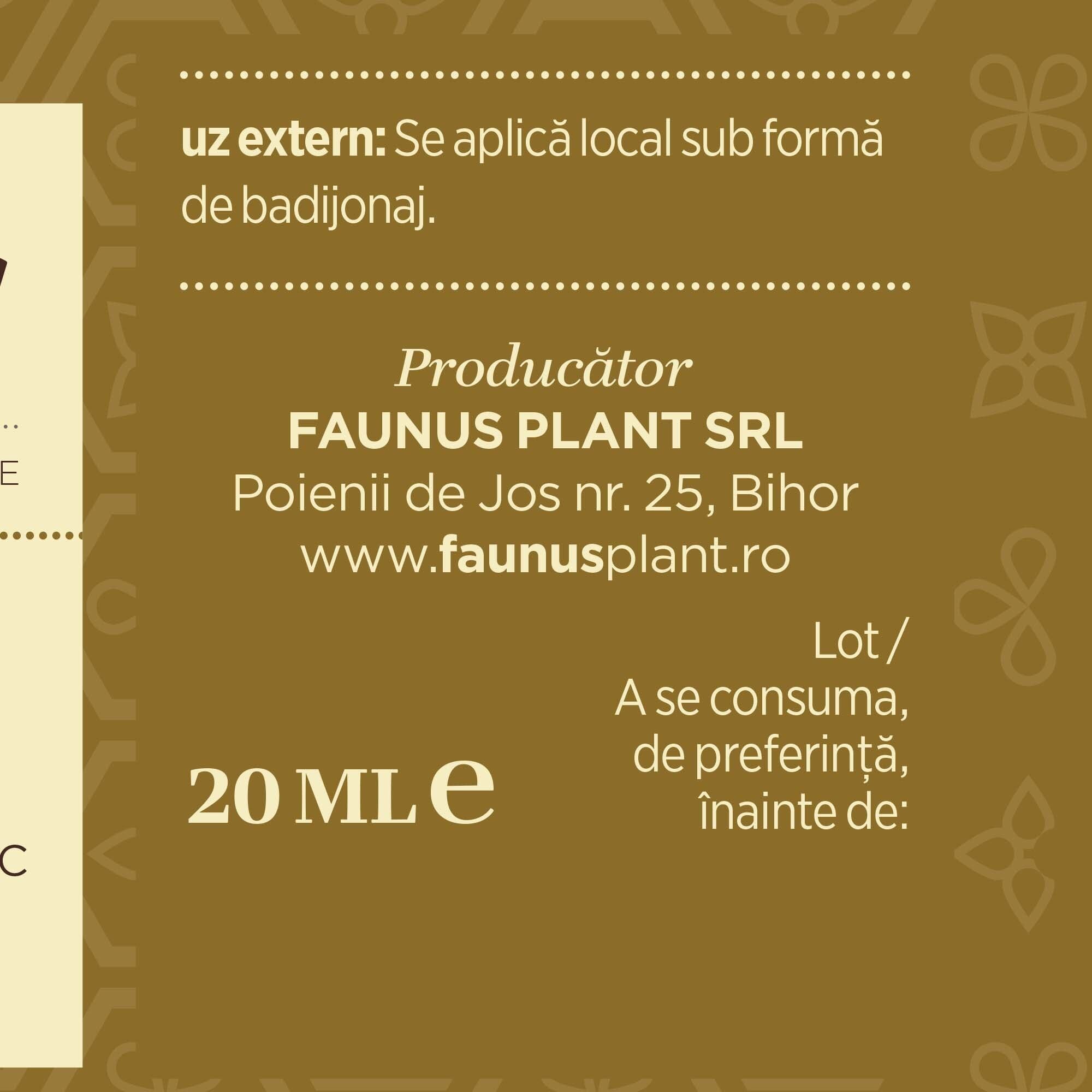Etichetă dreapta desfășurată Tinctura Propolis 20 ml care oferă recomandări și precauții și sublinează faptul că produsul are certificare TUV Austria, apare logo-ul, un cod de bare și termenul de valabilitate.