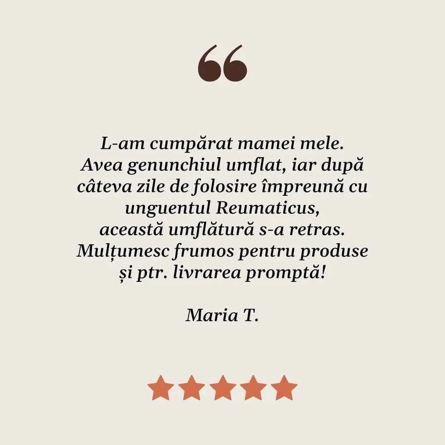 Testimonial loțiune Reumaticus pentru dureri articulare de la Faunus Plant.