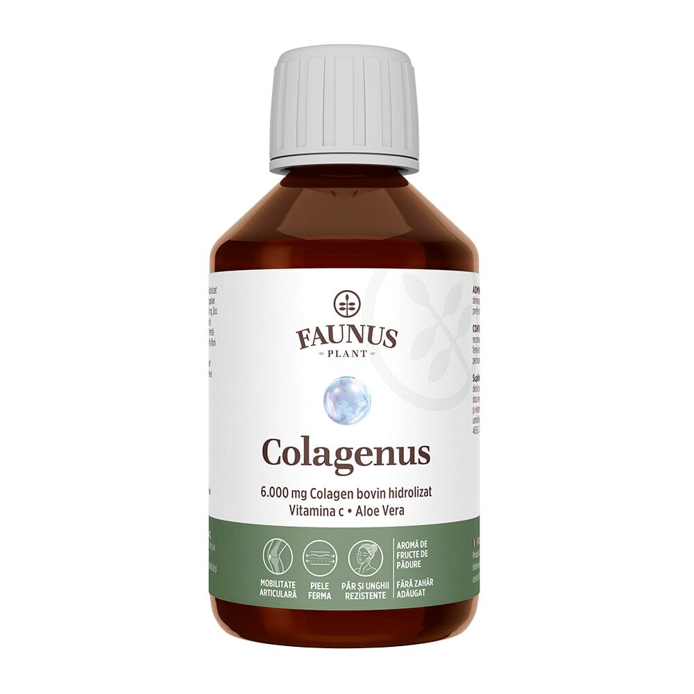 Colagenus - Colagen lichid hidrolizat. Flacon 250ml. Susține sănătatea articulațiilor, pielii, părului și unghiilor Supliment alimentar Faunus Plant