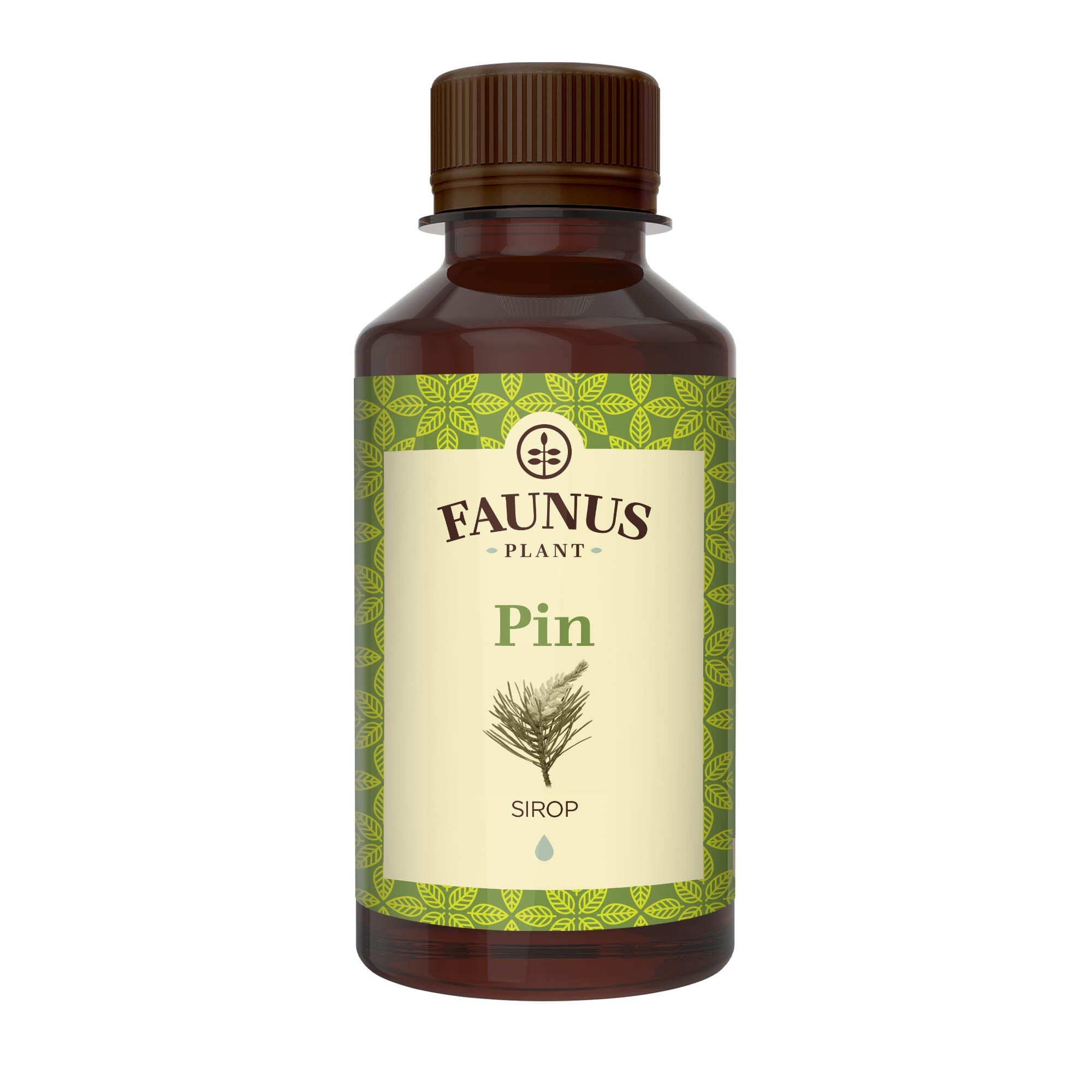 Sirop de Pin de 200 ml de la Faunus Plant pozat din față pe fundal alb | Cantitate - 200ml