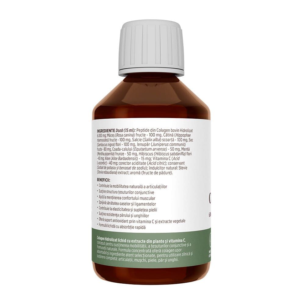 Colagenus - Colagen lichid hidrolizat. Flacon 250ml. Susține sănătatea articulațiilor, pielii, părului și unghiilor Supliment alimentar Faunus Plant