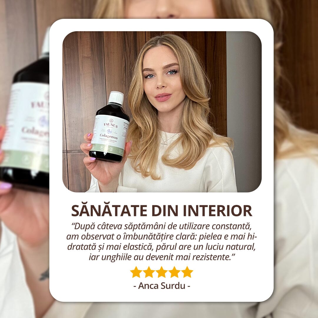 Colagenus - Colagen lichid hidrolizat. Flacon 500ml. Susține sănătatea articulațiilor, pielii, părului și unghiilor Supliment alimentar Faunus Plant