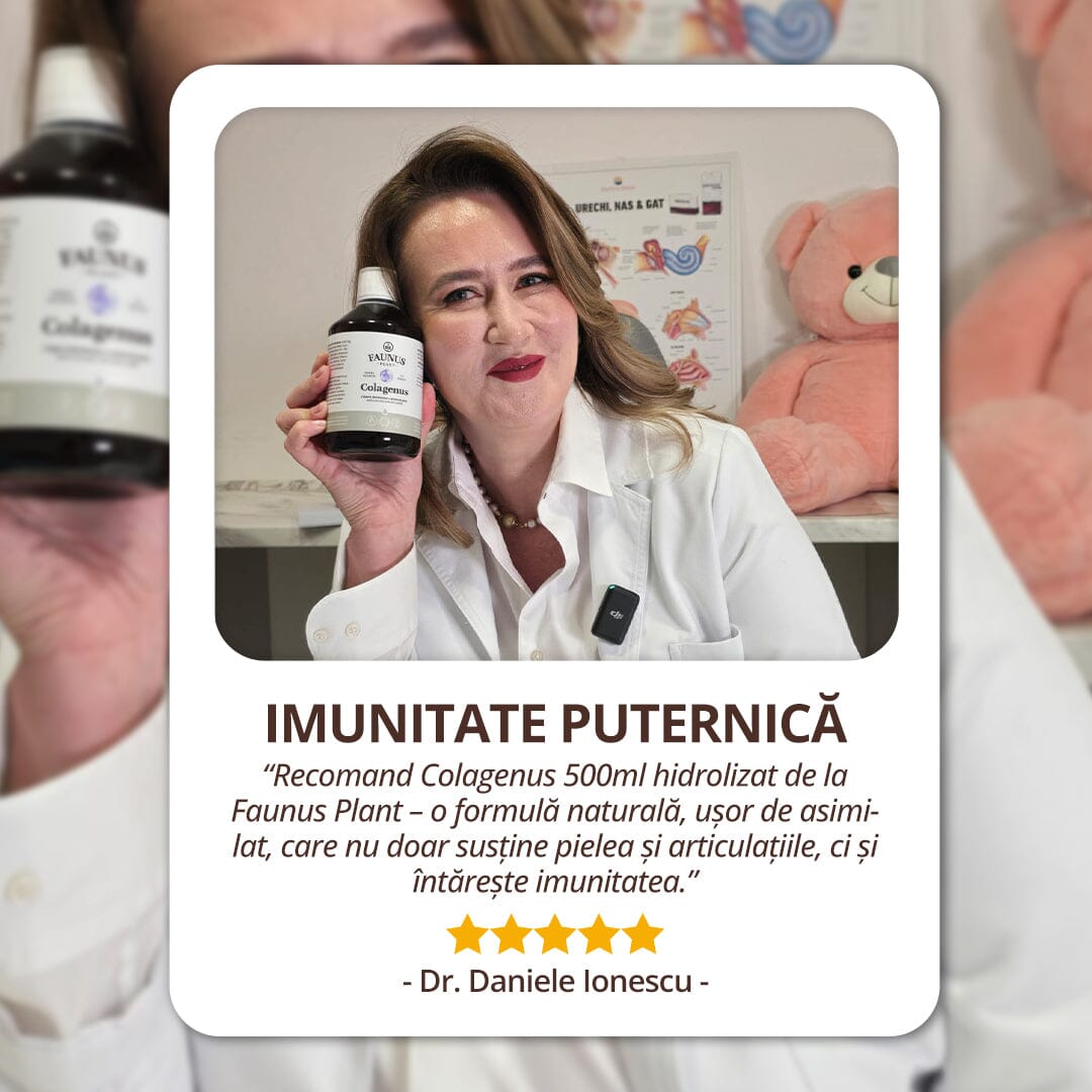 Colagenus - Colagen lichid hidrolizat. Flacon 500ml. Susține sănătatea articulațiilor, pielii, părului și unghiilor Supliment alimentar Faunus Plant