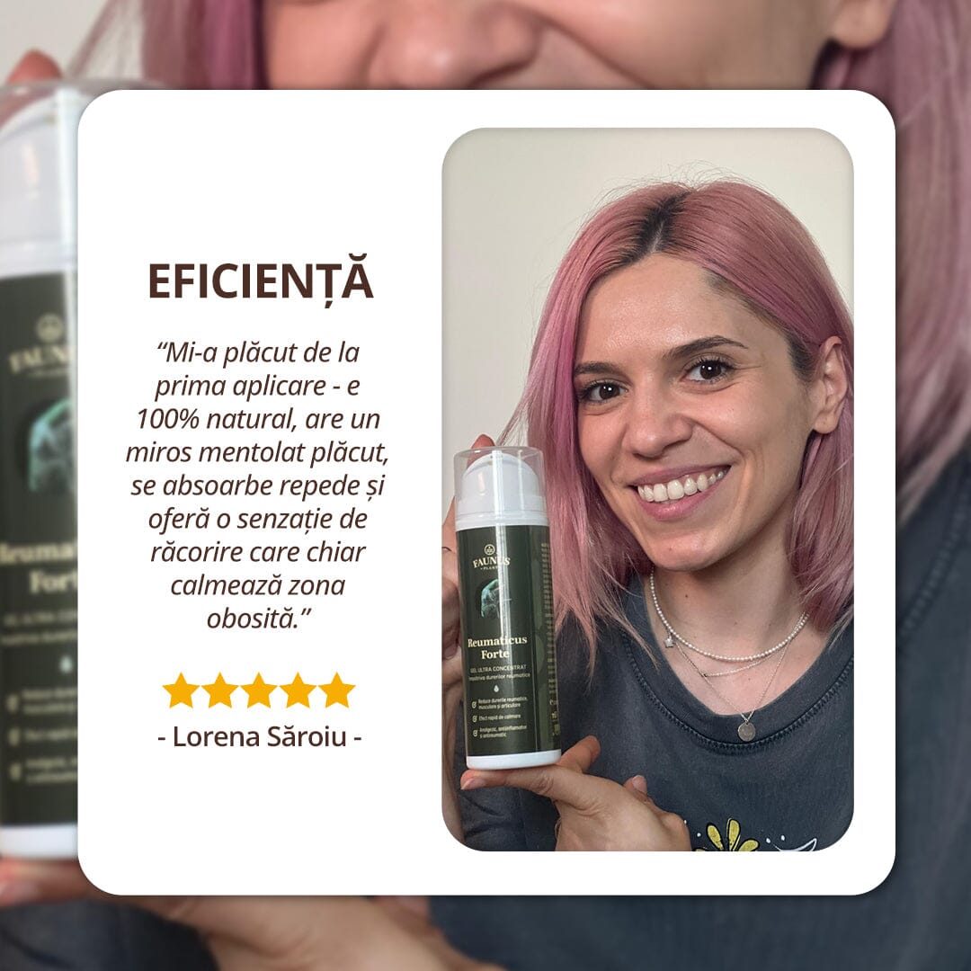 Reumaticus Forte - Gel 150ml. Formulă ultra-concentrată din plante medicinale și uleiuri esențiale pentru calmarea durerilor articulare și musculare intense Gel Faunus Plant