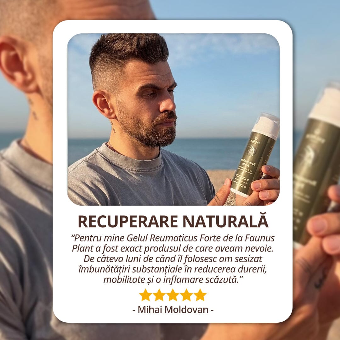 Reumaticus Forte - Gel 150ml. Formulă ultra-concentrată din plante medicinale și uleiuri esențiale pentru calmarea durerilor articulare și musculare intense Gel Faunus Plant