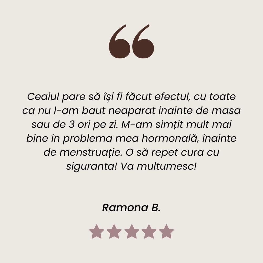 Testimonial ceai Ginecologicus pentru sănătate intimă de la Faunus Plant.