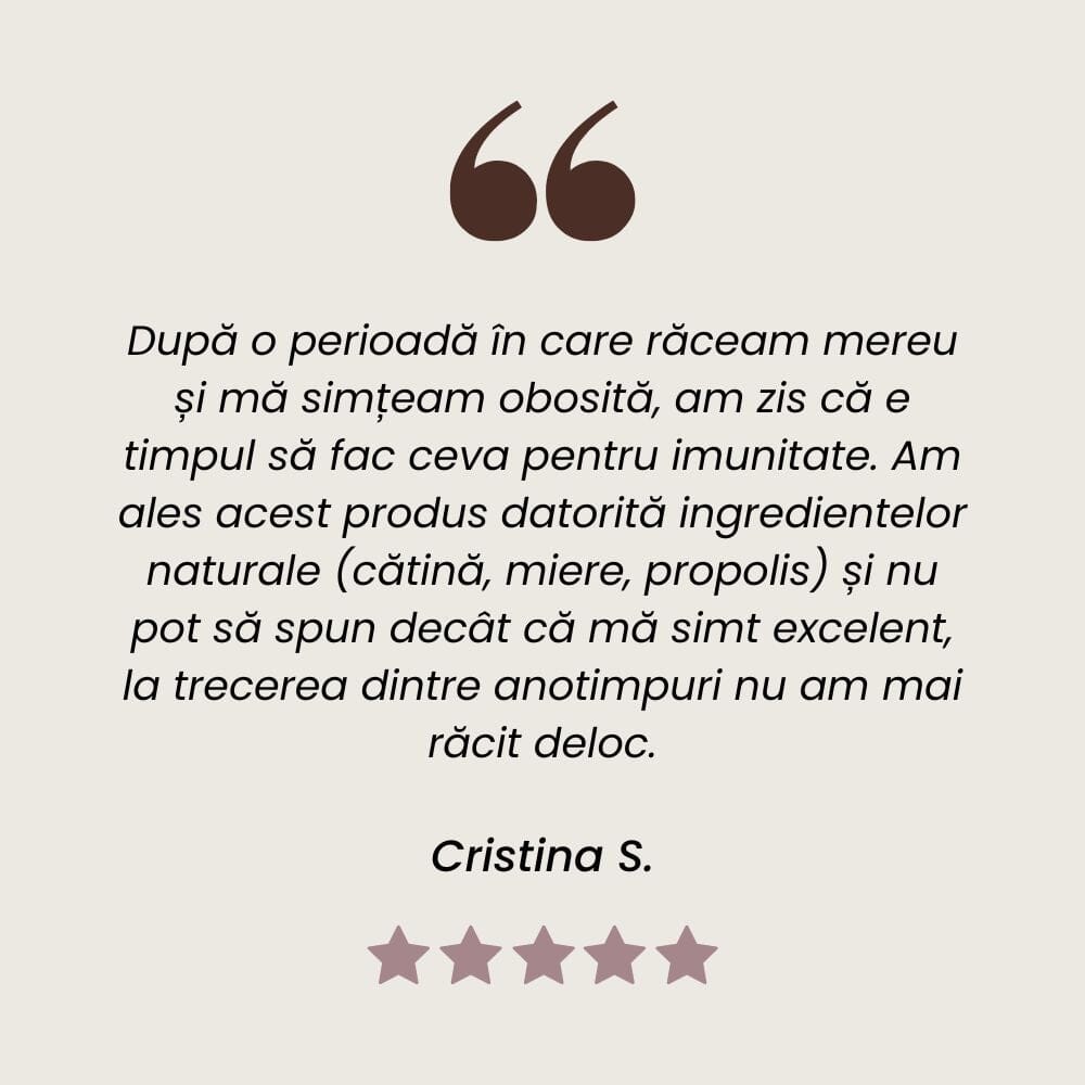 Testimonial Sirop de Cătină pentru anemii și imunitate scăzută de la Faunus Plant.