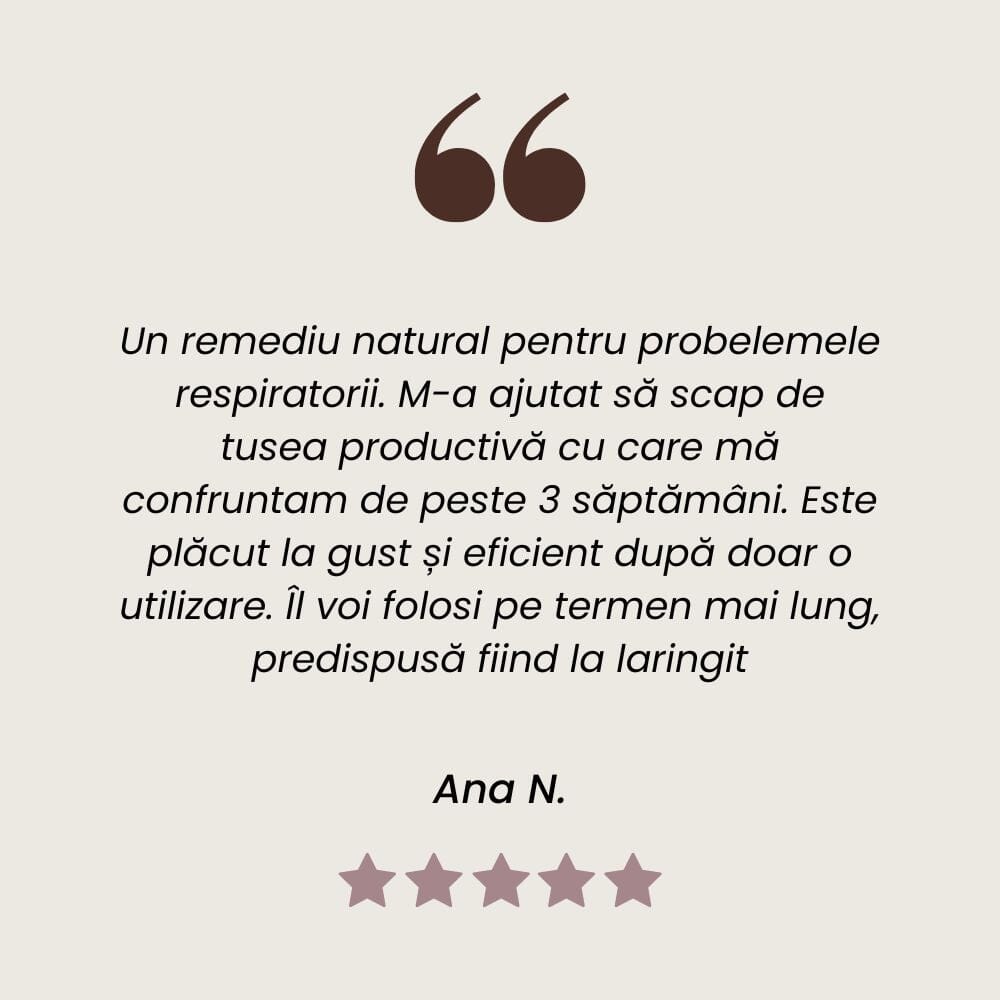 Testimonial client Sirop de Pătlagină de la Faunus Plant.