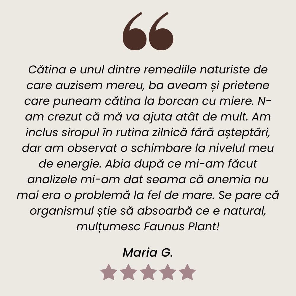Rececnzie client Sirop de Cătină pentru anemii și imunitate scăzută de la Faunus Plant.