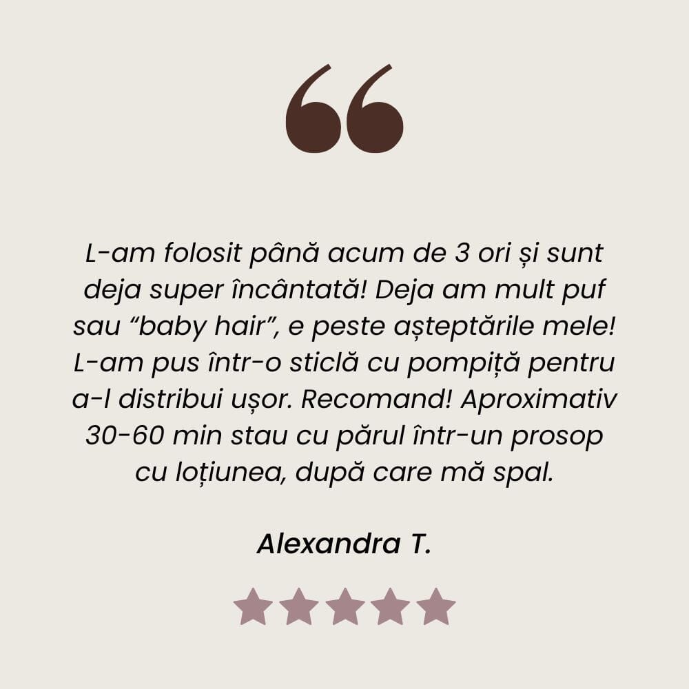 Testimonial de la client mulțumit care a utilizat loțiunea Capilarus de la Faunus Plant.