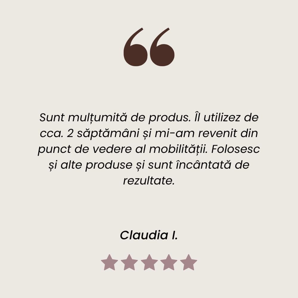 Testimonial clien tinctură de Arnică pentru dureri articulare, musculare, entorse de la Faunus Plant.
