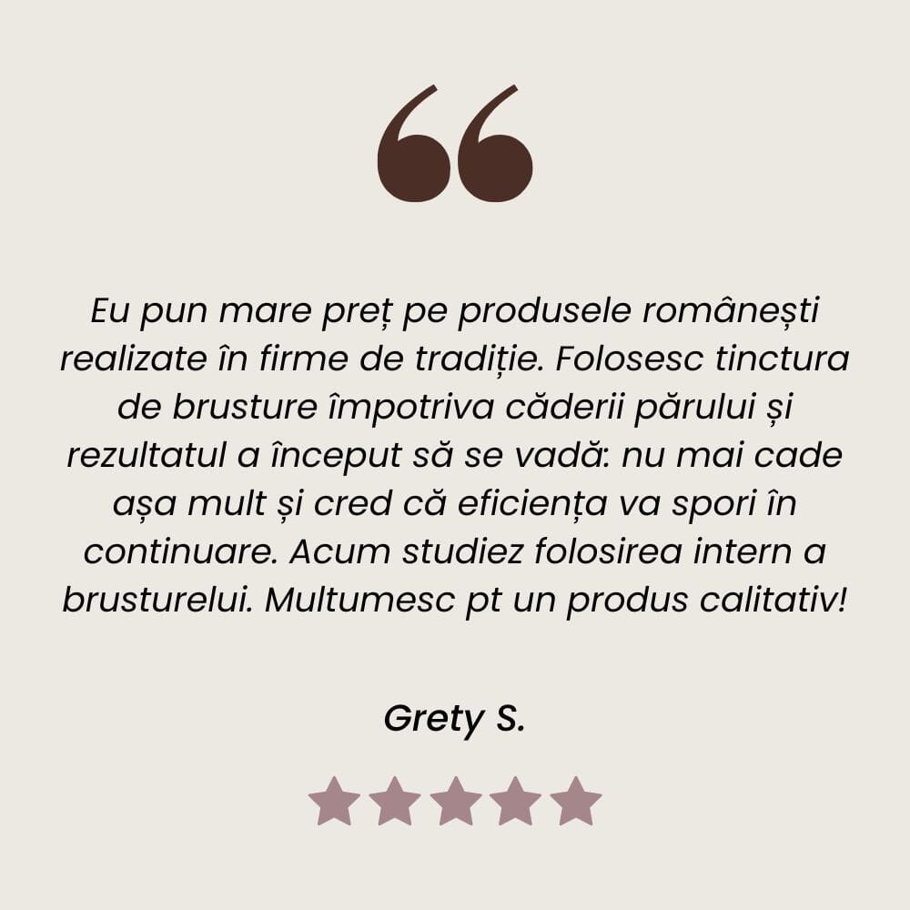Testimonial client Tinctură de Brusture pentru detoxifiere și ameliorarea durerilor articulare de la Faunus Plant.