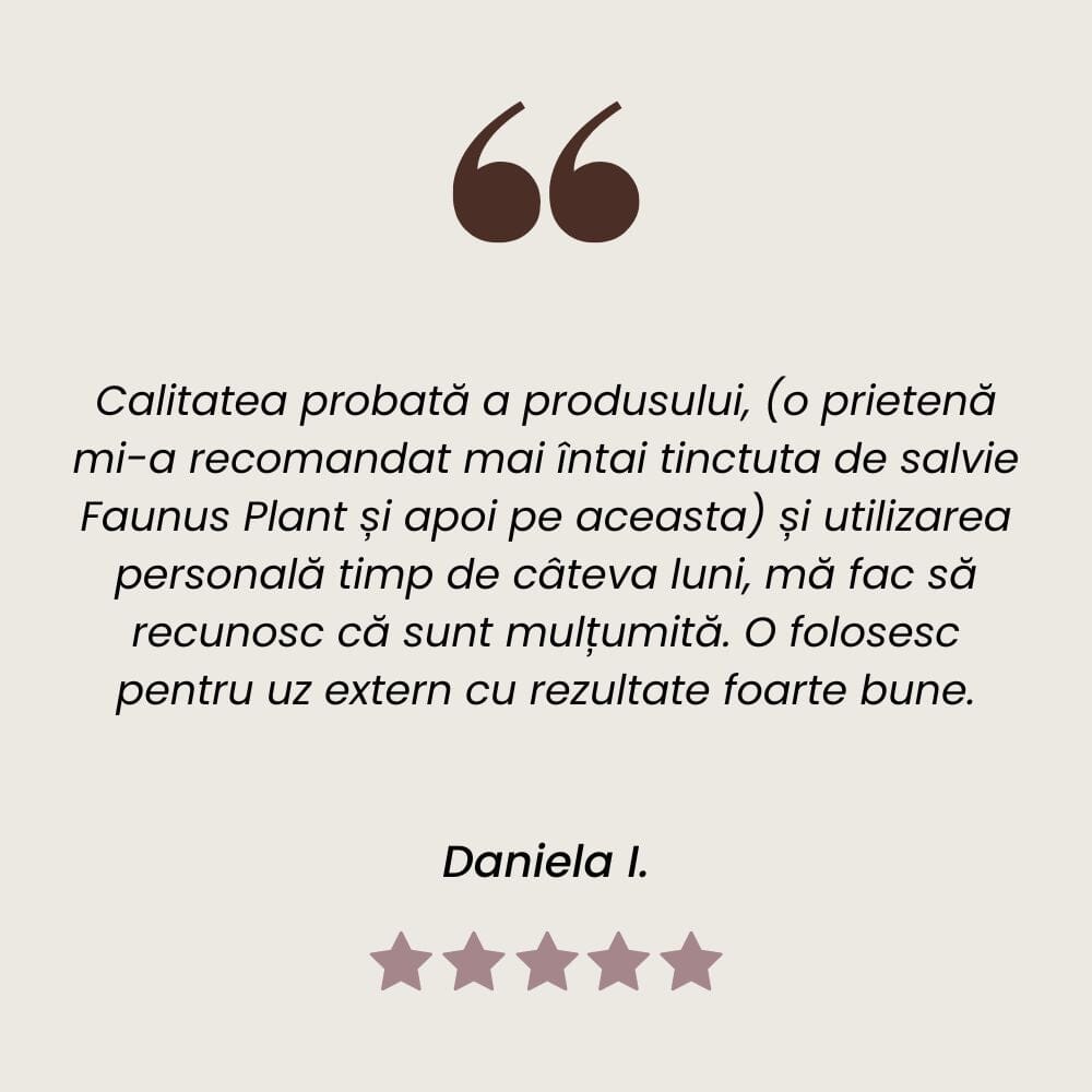 Testimonial client la Tinctură de Galbenele pentru uz intern și extern, cu efect antiinflamator de la Faunus Plant.