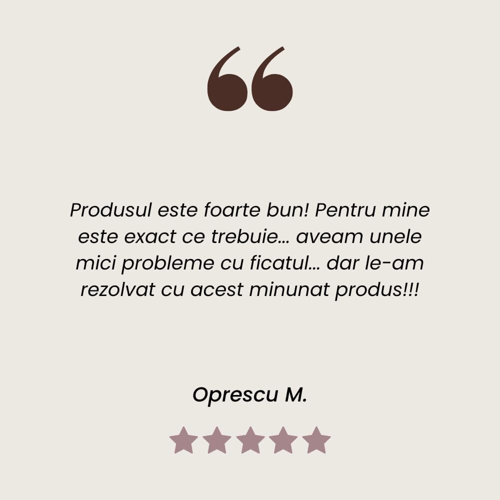 Testimonial client la Tinctură de Ghințură pentru stimularea funcției hepatice de la Faunus Plant.