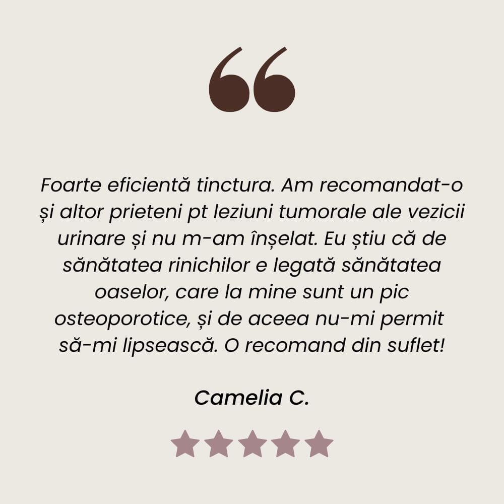 Testimonial client la Tinctură de Ienupăr pentru afecțiuni digestive și urinare de la Faunus Plant.