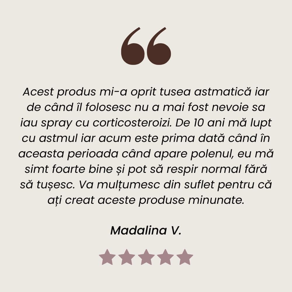 Testimonial client la Tinctură Respiratorus de la Faunus Plant.