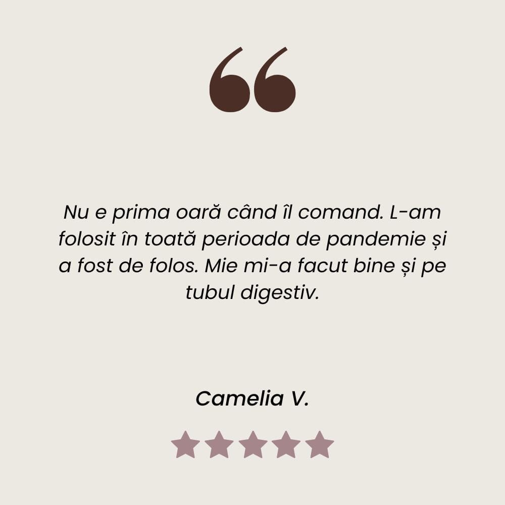 Testimonial client la Tinctură de Soc pentru căi respiratorii curate, cu efect expectorant de la Faunus Plant.