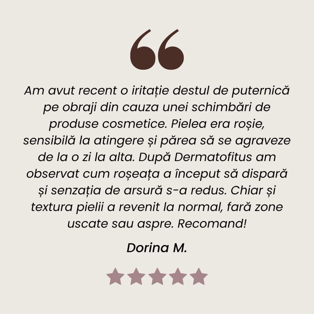 Recenzie Ungunent Dermatofitus  pentru vindecarea pielii, cu efect cicatrizant de la Faunus Plant.