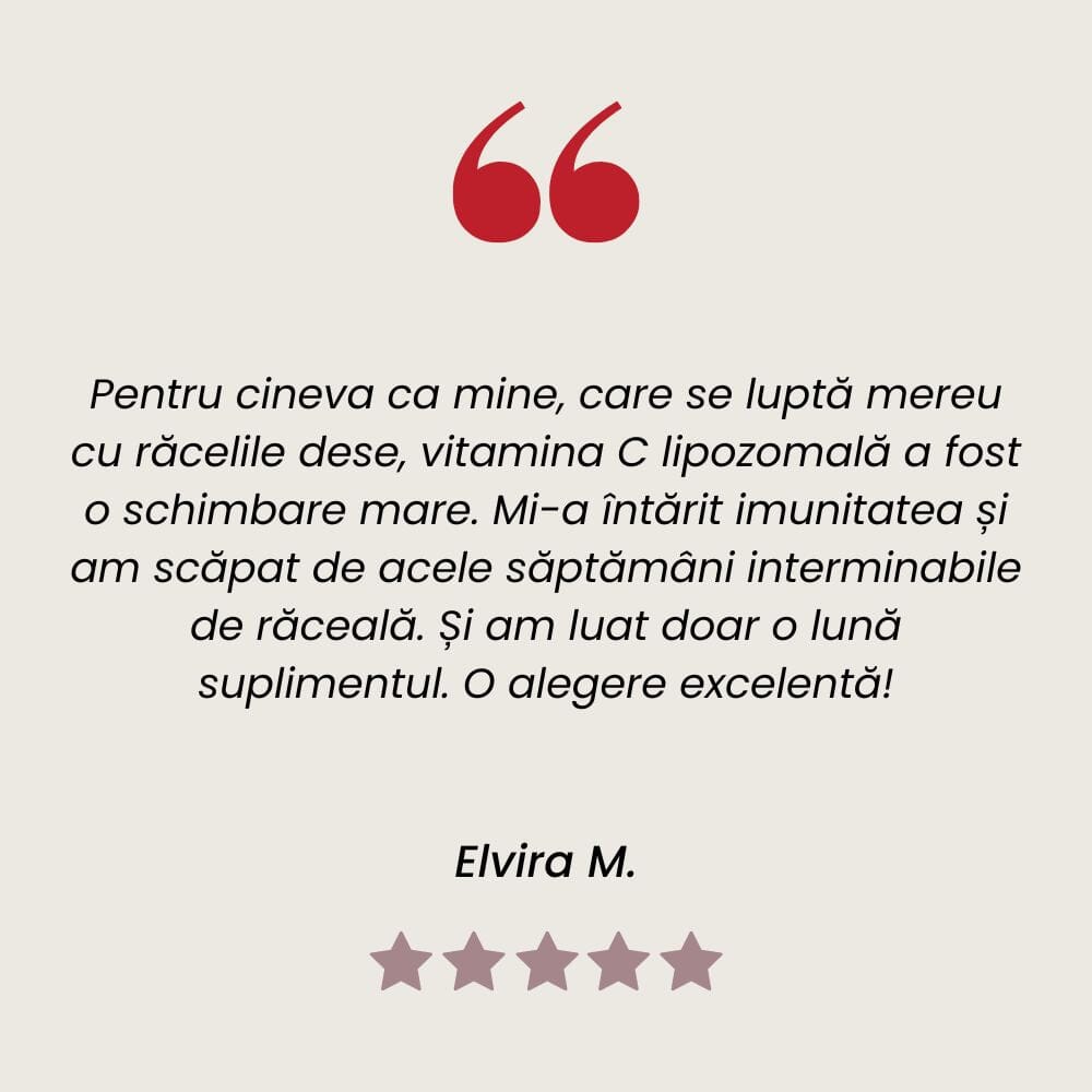 Testimonial Vitamina C lipozomală cu măceșe de la Faunus Plant.