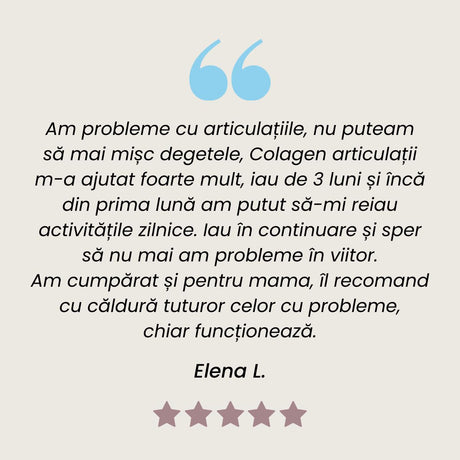 Testimonial al unui client mulțumit la Colagenus Articulații de la Faunus Plant.