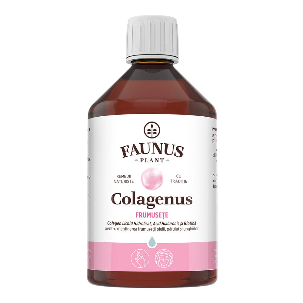 Colagenus Frumusețe - Colagen lichid hidrolizat cu acid hialuronic și biotină pentru sănătatea și frumusețea pielii, unghiilor și părului. Reduce ridurile și semnele fine, reduce căderea părului și întărește unghiile - sticlă 500ml