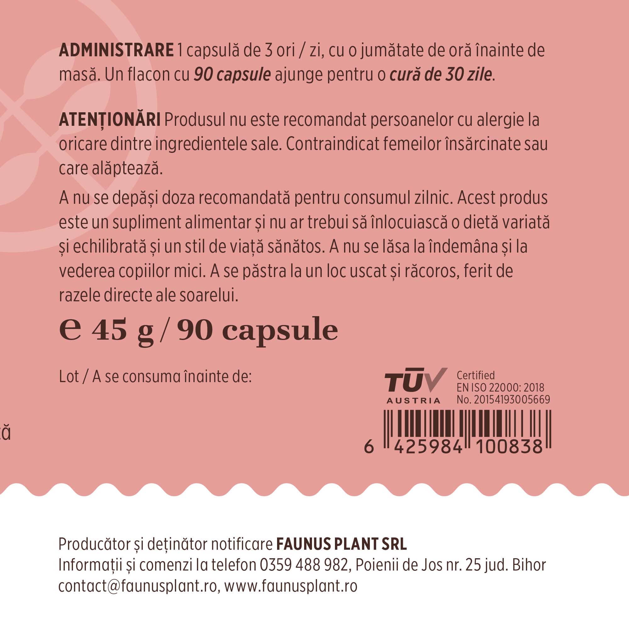 ProSilueth Capsule - Formulă unică pentru cura de slăbire, plante medicinale cu acțiune dovedită pentru accelerarea metabolismului, arderea grăsimilor, reducerea apetitului și detoxifierea organismului - 90 capsule Supliment alimentar Faunus Plant 