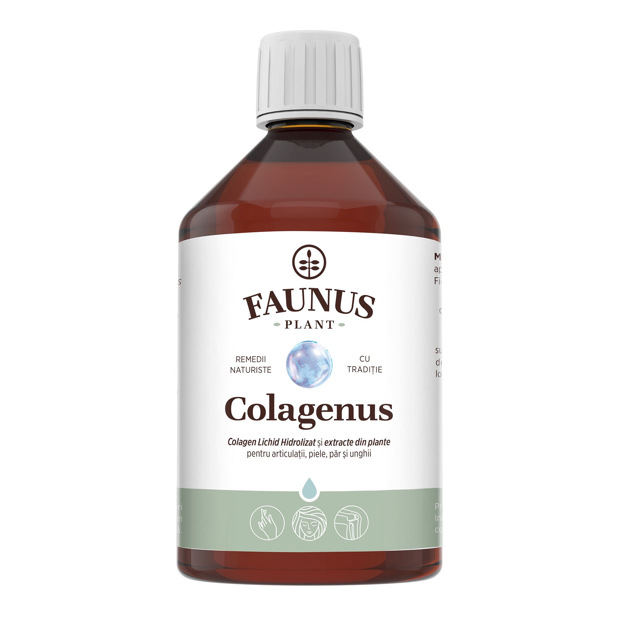 Colagenus - Colagen lichid hidrolizat. Flacon 500ml. Susține sănătatea articulațiilor, pielii, părului și unghiilor
