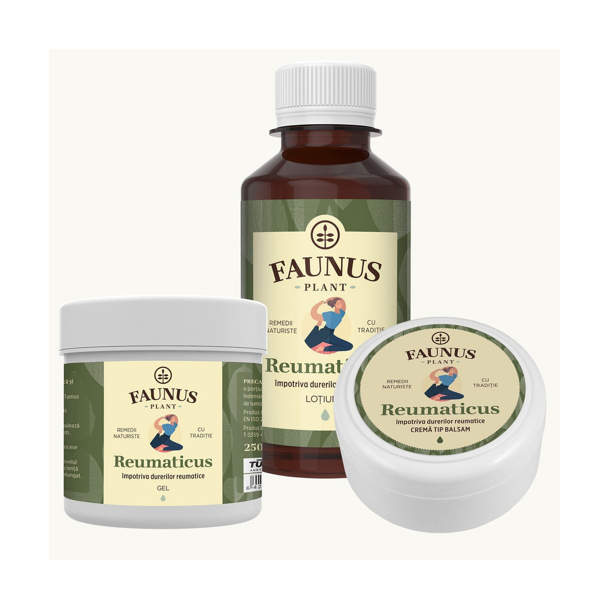 Pachet Dureri Reumatice și Articulare. Loțiuni și Unguente care calmează durerile reumatice și stimulează circulația. Antiinflamator 100% natural Cosmetics Faunus Plant 