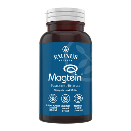Magneziu L-Treonat Magtein® – Formulă complexă de magneziu antistres și oboseală. Flacon 90 capsule Supliment alimentar Faunus Plant 
