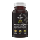 Flacon Nucă Neagră capsule de la Faunus Plant, fotografiat din față, pe fundal alb